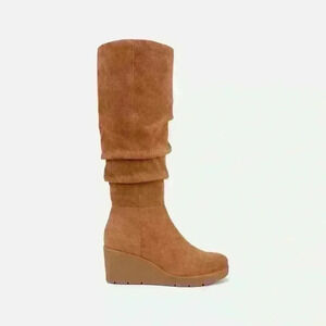 SOUL Naturalizer Womens Aura Tan Faux Suede Slouchy Knee-High Boots Shoes NWOT